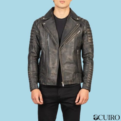 Armand Distressed Brown Leather Biker Jacket