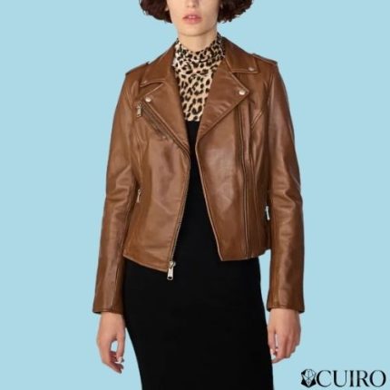 Madeline Asymmetrical Brown Leather Jacket