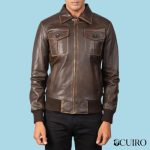 Men’s Aaron Brown Leather Bomber Jacket