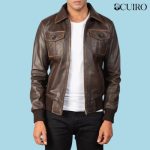Men’s Aaron Brown Leather Bomber Jacket