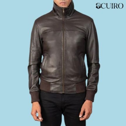 Mens Air Rolf Brown Leather Bomber Jacket