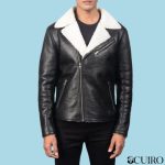 Men’s Alberto White Shearling Black Leather Jacket