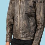 Men’s Alex Distressed Brown Leather Biker Jacket