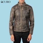Men’s Alex Distressed Brown Leather Biker Jacket