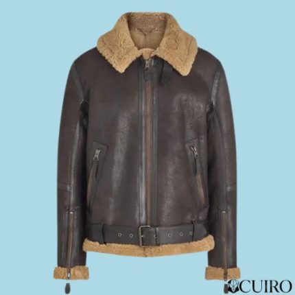 Men’s Aviator Shearling Wilder Jacket Black Sandstone