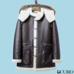 Men's B3 Hooded Shearling Brown Leather Bomber Jacket