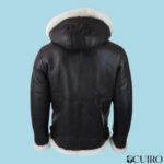 Men’s Leather Hood Black Jacket Aviator Flying Pilot - Image 5