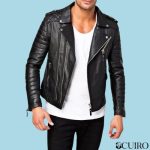 Men’s Black Quilted Genuine Lambskin Leather Biker Jacket
