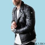 Men’s Black Quilted Genuine Lambskin Leather Biker Jacket - Image 3