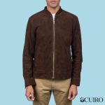 Men’s Blain Mocha Suede Bomber Jacket