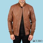 Men’s Bomia Ma-1 Brown Leather Bomber Jacket