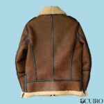 Men’s Brown B3 Shearling Aviator Leather Jacket - Image 2