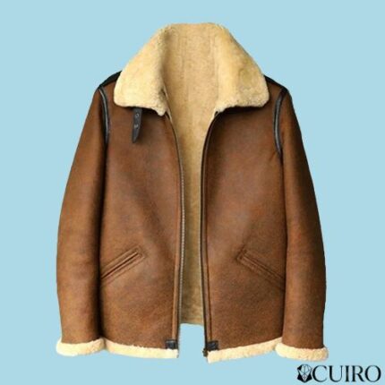 Men's Brown B3 Shearling Aviator Leather Jacket