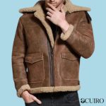Men’s Brown B3 Sheepskin Fur Shearling Leather Jacket Coat