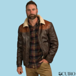 Men’s Brown Sheepskin Pilot Shearling B3 Bomber Leather Jacket