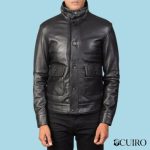Men’s Columbus Black Leather Bomber Jacket