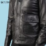 Men’s Columbus Black Leather Bomber Jacket - Image 4