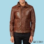 Men’s Columbus Brown Leather Bomber Jacket