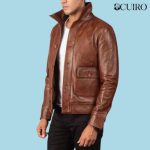 Men’s Columbus Brown Leather Bomber Jacket