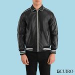 Men’s Cooper Black Leather Varsity Jacket