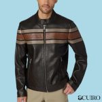 Men’s Dale Retro Striped Black Leather Jacket