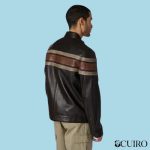 Men’s Dale Retro Striped Black Leather Jacket