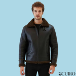 Men’s Dark Brown Aviator Sheepskin Shearling Leather Jacket