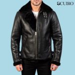 Men’s Francis B-3 Black Leather Bomber Jacket