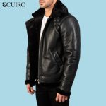 Men’s Francis B-3 Black Leather Bomber Jacket