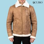 Men’s Francis B-3 Distressed Brown Leather Bomber Jacket