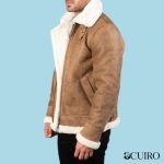 Men’s Francis B-3 Distressed Brown Leather Bomber Jacket