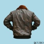 Men's G1 Aviator A2 Brown Leather Bomber Jacket with Fur Collar - Image 2