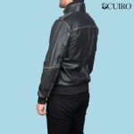 Men’s Glen Street Black Leather Bomber Jacket