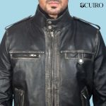 Men’s Glen Street Black Leather Bomber Jacket