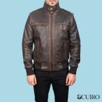 Men’s Glen Street Brown Leather Bomber Jacket
