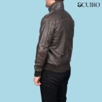 Men’s Glen Street Brown Leather Bomber Jacket