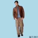 Men's Glenn Distressed Brown Leather Puffer Jacket - Image 2