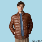 Men’s Glenn Distressed Leather Brown Puffer Jacket