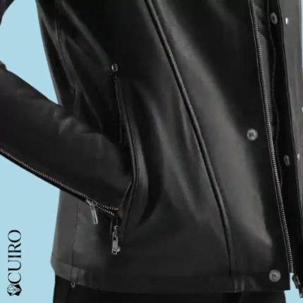 Men’s Highschool Black Hooded Leather Jacket