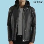 Men’s Highschool Black Hooded Leather Jacket
