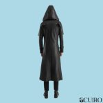 Men’s Huntsman Black Hooded Leather Trench Coat