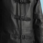 Men’s Huntsman Black Hooded Leather Trench Coat