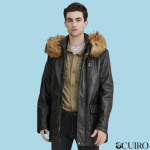 Men’s Jasper Black Leather Parka