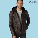 Men’s Jaxson Brown Hooded Moto Leather Jacket