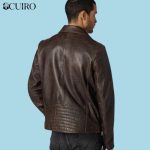 Men’s Jaxson Brown Hooded Moto Leather Jacket - Image 5