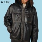 Men’s Joshua Sherpa lined Black Shearling Jacket With Removable Hood