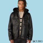 Men’s Joshua Sherpa lined Black Shearling Jacket With Removable Hood