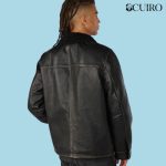 Men’s Joshua Sherpa lined Black Shearling Jacket With Removable Hood - Image 5