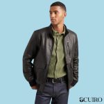 Men’s Lamb Bomber Black Jacket With Rib Knit