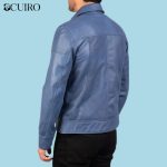 Men’s Lavendard Blue Leather Biker Jacket